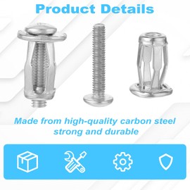 MBAIYO 20-Pack M4 Hollow Door Anchors and Screws, Metal Anchors for Hollow Wall Anchor Core Doors RV Walls Anchor Concrete Wall Hook for Concrete