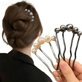 OTIMORA Ball Wrap Comb, Set of 2, Pearl, Hair Ornament, U-Pin, Pearl, Hair Accessory, Stylish, Hair Clip, Large Hair Buns, Weddings, Kimono, Coming-of-age Ceremonies, Parties, Graduation Ceremonies, Kimonos, Everyday Use