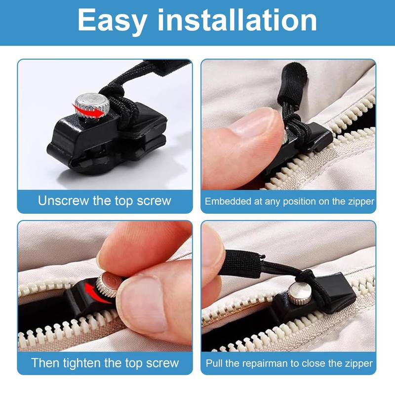 Zip Repair Kit - 6 Pieces Fix Zip Pulls, High