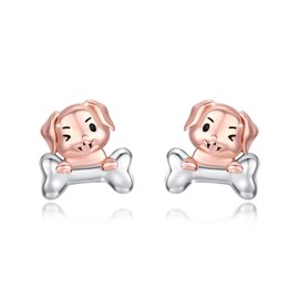 TRISHULA Animal Earrings Moth Turtle Octopus Duck Giraffe Axolotl Earrings 925 Sterling Silver Animal Stud Earrings Moonstone Crystal Earrings Animal Jewelry for Women (Dog)