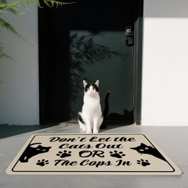 PingXunMat Don't Let The Cats Out Or The Cops in Door Mat 30x17 Inch Cat Funny Doormat Funny Welcome Mats for Front Door Easy to Clean Perfect for Indoor/Outdoor Use Cat Welcome Mat Gift