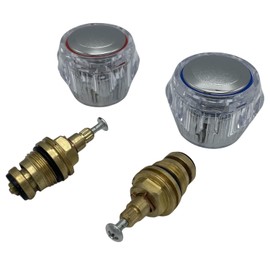 Rimex Tap Head Set Cold Water Tap Hot Water Kitchen Bathroom Hood Handle Sanitary Top 1/2 Inch Valve Top for Bathroom Red Blue Chrome Plated 1 Pair