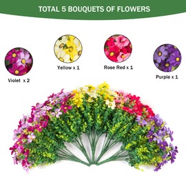 INXUGAO 12" Hanging Planter with Artificial Silk Daisy Flowers for Outdoor Decor, Faux Silk Flower UV Resistant Plants in Basket for Indoor Porch Garden Yard Spring Summer Decor(Rose Yellow)