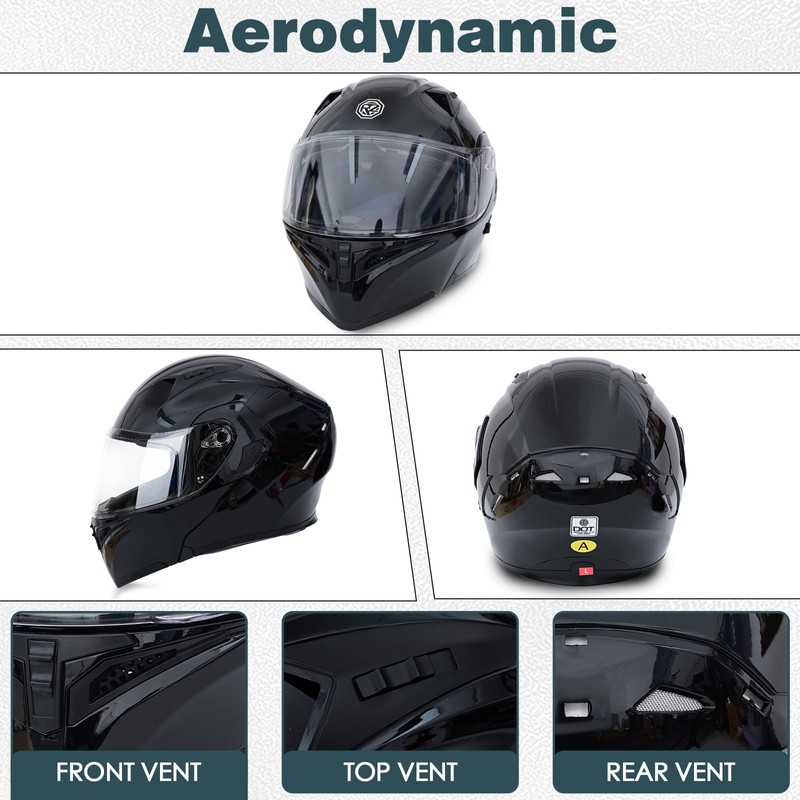 Motorcycle Bluetooth Modular Helmet, DOT Approved Dual Visor Full Face
