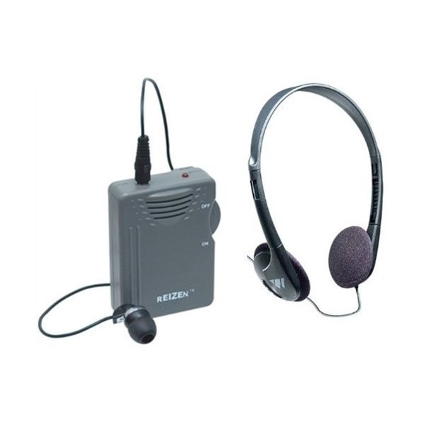 Elite Package: Reizen Loud Ear 120dB Gain Personal Amplifier with Earphone and Extra Headphones