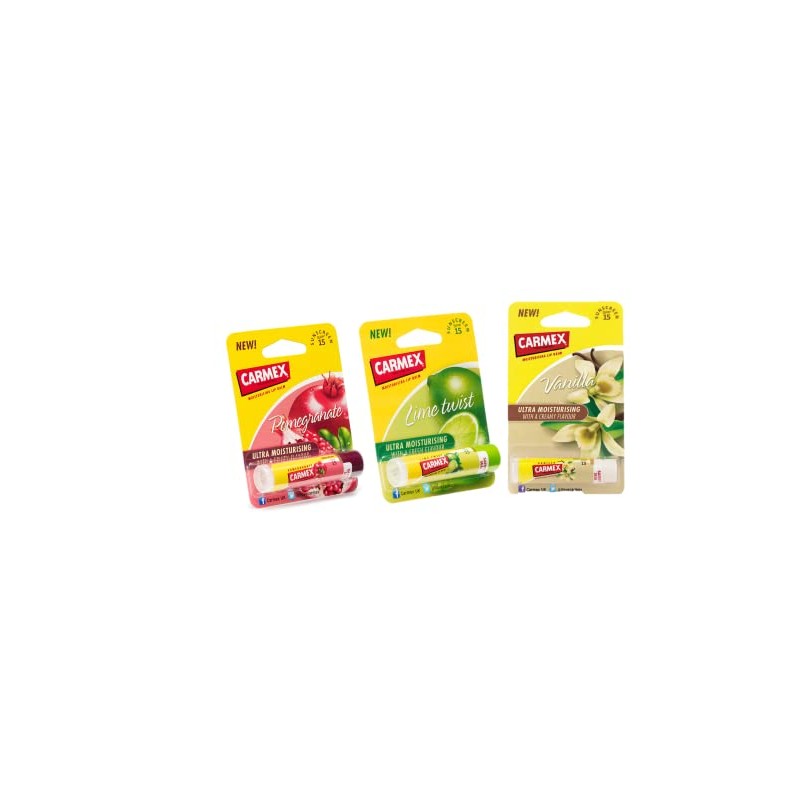 Carmex Carmex Vanilla, Lime & Pomegranate Stick 3-Pieces Mixed Pack