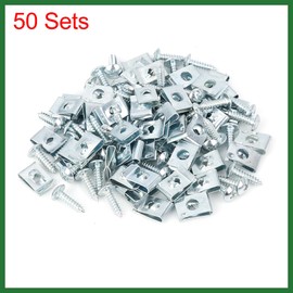 Motoforti 50 Sets 4.2x16mm U Clip Screw Assortment Car Clips Fasteners with Screws for Bumper Dash Door Panel Interior Silver Tone Long-Lasting
