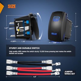 Nilight Nilight Rear Rocker Switch Led Light Bar Switch 5 Pin Laser On Off SPST Switches 20A/12V 10A/24V Switch Blue with Jumper Wires Set for Cars Trucks Boats ATVs UTVs RVs