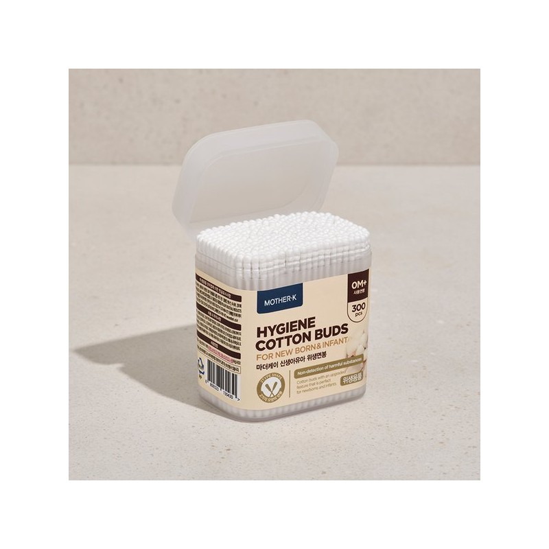 Mother-K 신생아 유아 위생면봉 300p Newborn Baby Hygiene Cotton Swabs