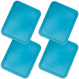 Klare Ware 11 Cup Replacement Lids/Covers for Pyrex 7212 & Klare Ware Rectangular Storage Bowls (Glass Containers Not Included) Microwave, Freezer & Top Rack Dishwasher Safe (4 Pack, Turquoise)