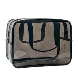 TotePrint Transparent Waterproof Vinyl Handbag Makeup Waterproof Shoulder Tote Bag 11.8'' ×5.12'' ×8.26'', black, Modern