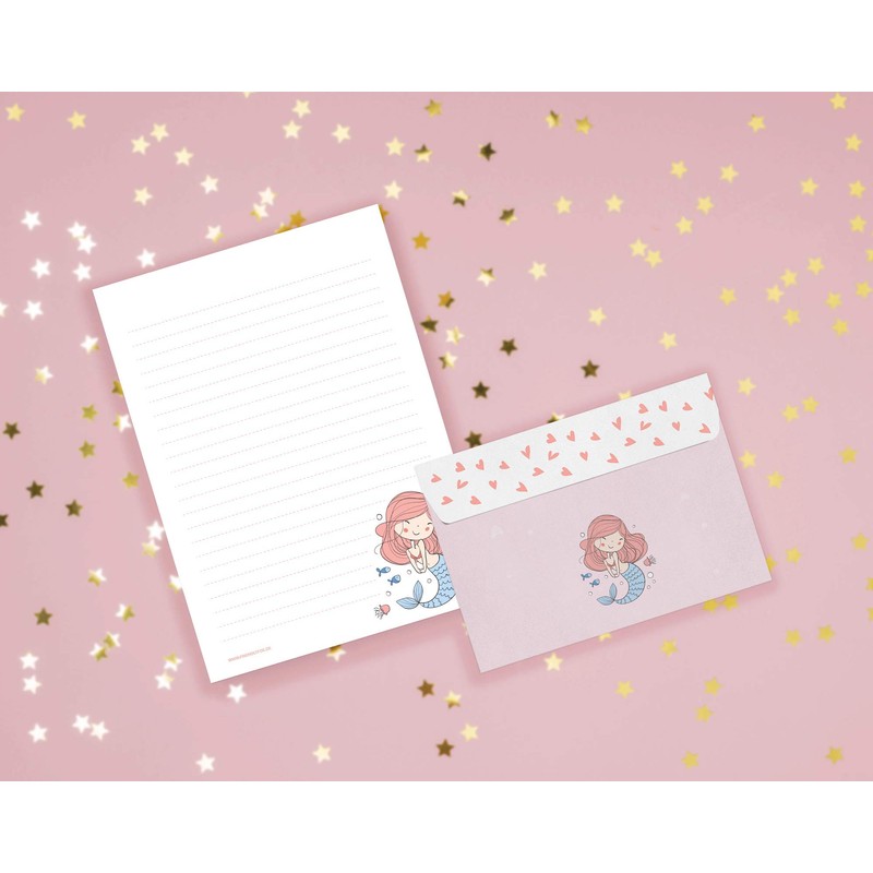 Friendly Fox Children's Mermaid Writing Paper, 1 x DIN A5