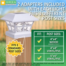 GreenLighting Evolve White Solar Post Cap Lights - 4x4 Post Caps and Outdoor Post Lights - Waterproof Solar Lights for Fence Posts - Solar Post Lights fit 4x4 5x5 Vinyl/PVC White, 12 Pack
