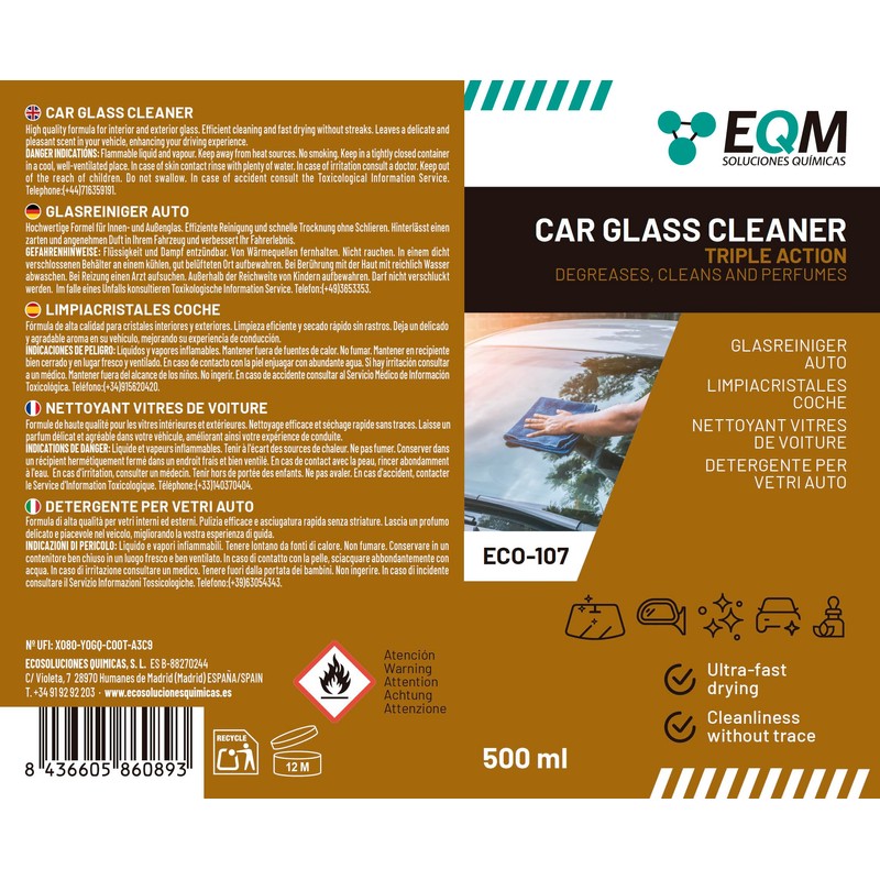 EQM - ECO-107 - Detergente Vetri Auto - 500 ML