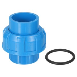 sourcing map PVC Union Pipe Fitting, 1Pcs 1" PVC Slip Union Coupling Adapter with O-Ring, Slip Socket Port Connection for Swimming Pools and Outdoor Plumbing Applications (Blue)