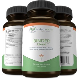 Binder Blend - Toxin Binder Supplement, Detox Capsules for a Healthy Gut - 180 Capsules - 90 Servings - 960mg Activated Charcoal & 480mg Organic Chlorella - Bloating Relief - Bentonite Clay, 3 Pack
