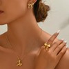 Bow Necklace Earrings Set Gold Bow Jewelry Pearl Stud Earrings