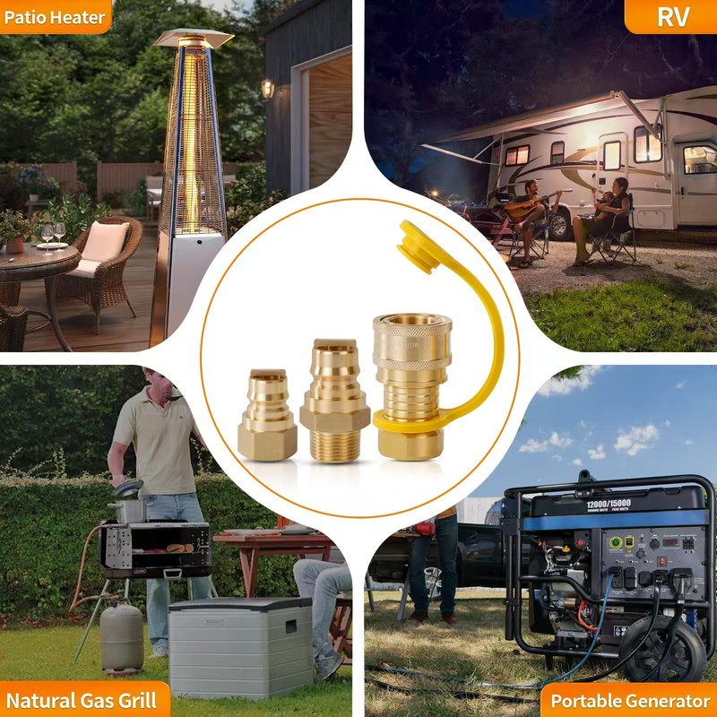 3/4'' Natural Gas Quick Connect Fittings - 4 PCS Solid