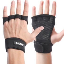 Fitness Strap Weightlifting Wrist Support Anti-slip Gloves Black/XL 2ea