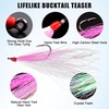Fishing Bucktail Teaser Hooks,5pcs Saltwater Fishing Jig Teaser Lures with