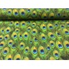 Peacock Feathers Digital Print Fabric Home Decor Upholstery Curtains Dressmaking Cotton Material - 280cm Extra Wide (10cm x 15cm Sample)