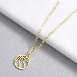 Minimalist Hollow Basketball Pendant Necklace for Teens Basketball Sports Necklace Jewelry Gift (gold)