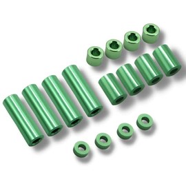 TAGATORON Aluminum Spacer Set (0.5 inch / 6 mm / 3 mm / 1.5 mm / 4 pcs each) (Green)