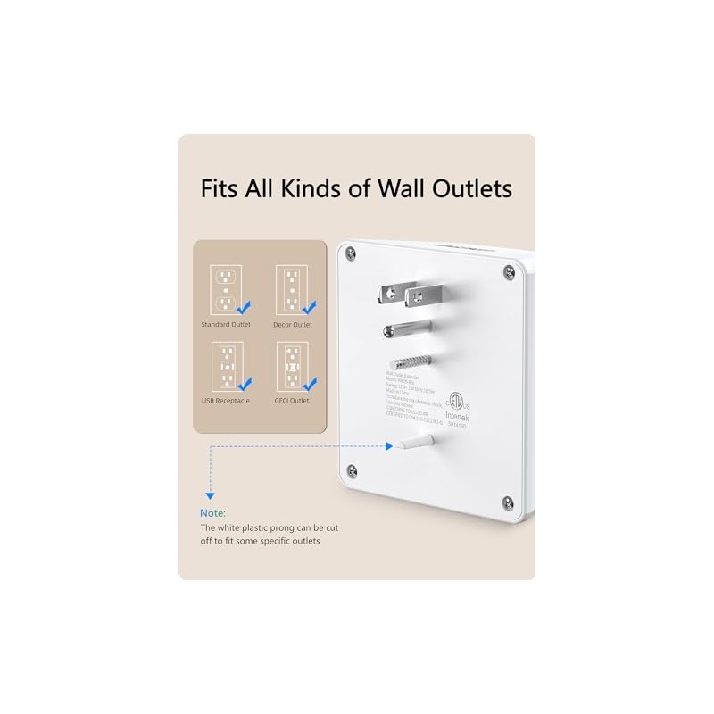 LENCENT 2X Cargador de Pared 1875W, Extensor de Enchufe con
