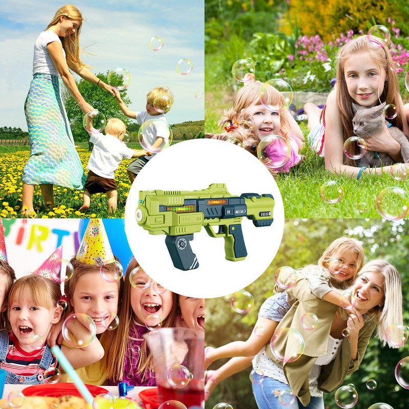 Electric Bubble Machine Gun for Kids Summer Soap Water Bubble