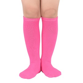 American Trends Girls Soccer Socks Kids Softball SocksFootball Baseball Socks Youth Toddler Knee High Tube Socks for Boys 1 Pack Rose 6-9 Years