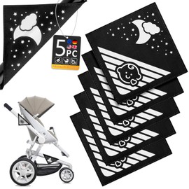 Kimsky Pack of 5 Reflectors for Pushchairs with Velcro Fastening, Universal Safety Reflectors, Suitable for All Pushchairs, Backpacks, Bicycles, Wheelchairs - Black