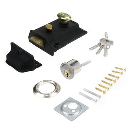 Bitray Night Latch - Traditional Anti-Theft Door Lock, Vintage Wooden Security Lock, Double Insurance, Black