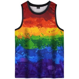 CLOFANWIN Mens Gay Pride Rainbow Tank Top Sleeveless Shirts for Men, Multicoloured, X-Large