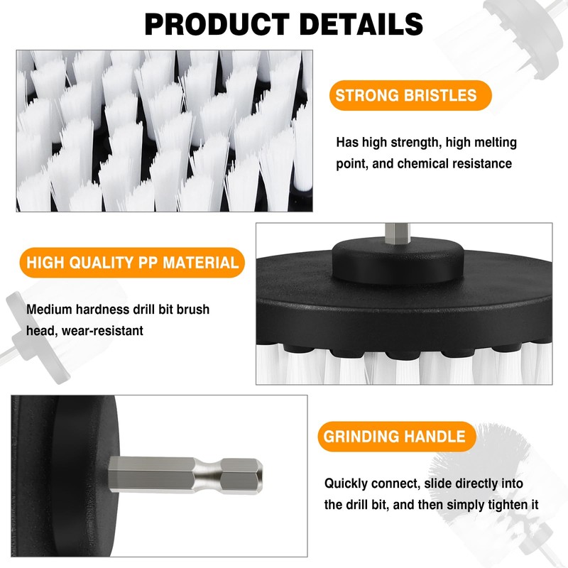 Drill Bit Brush Attachment Set, 5Pcs Power Scrubber Cleaning Brush