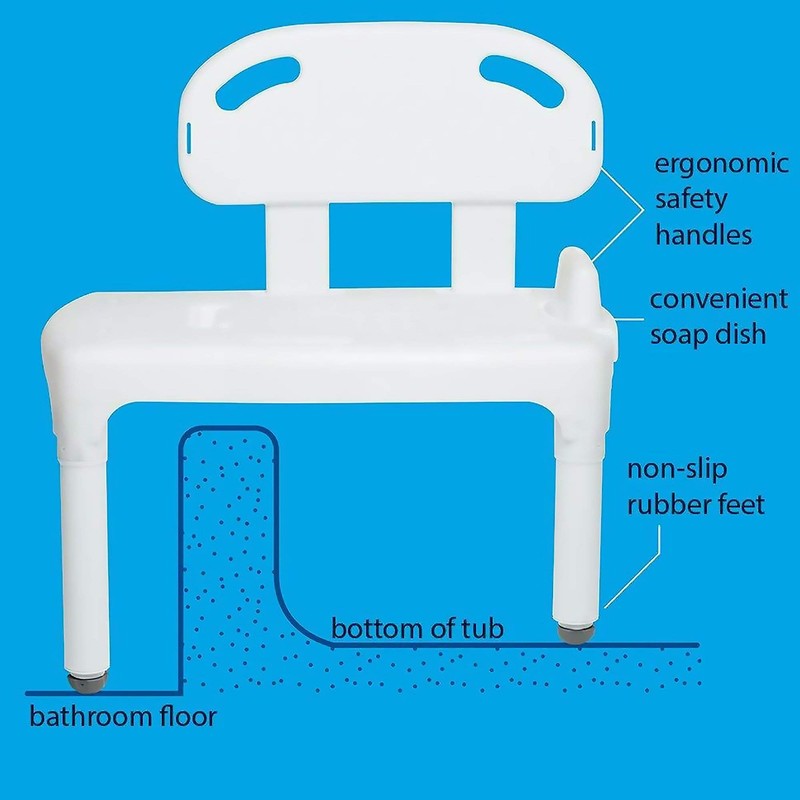 Carex Universal Tub Transfer Bench, Bath Seat with Backrest, Shower