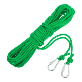 MECCANIXITY Hollow Braided Polypropylene Anchor Rope with Hook, 1/4 Inch 50ft Nylon Floating Line for Marine Pool Life Boat Anchor Rope, Green