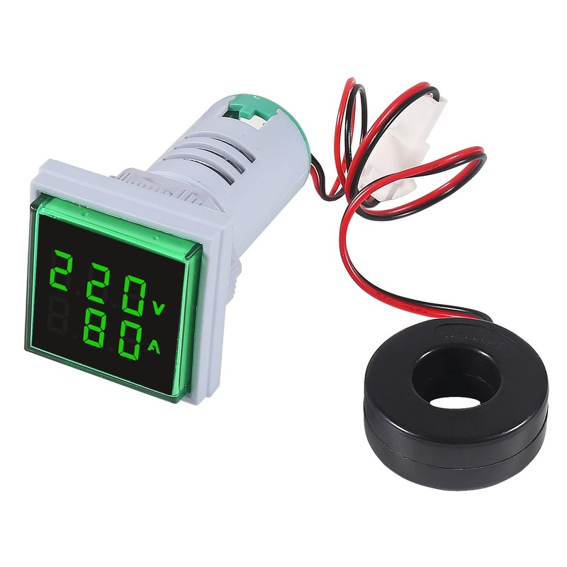 2PCS AC Voltage Current Meters, Dual LED Display Digital Voltmeter