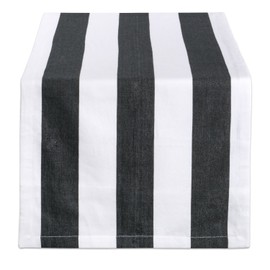 DII 100% Cotton, Machine Washable, Classic Table Runner for Dinner Parties, Events, Decor 18x108 - Black & White Cabana Stripe