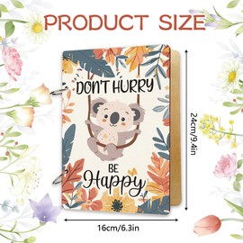 SUPERDANT Wooden Loose Leaf Binder Koala Animal Greeting Card Postcard Photo Album 2 Rings Cover No Haste Be Happy Birthday Memory Calendar Book Holder Organiser