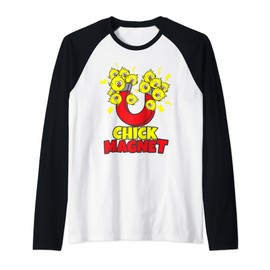 Men's Funny Easter Boys Chick Magnet Yellow Chicks Dig Me Raglan Baseball Tee