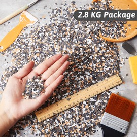 Taiyin 2.8 Kg/ 6.17 lb Blend Decorative Color Chips Epoxy Flakes for Garage Floor Blend Concrete Coatings Paint Chips for Wall Interior Exterior Basement(Black, White, Yellow, Coffee,2-4 mm)