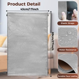 NZDWZDN Headrest Cover for Recliner Chair Recliner Headrest Protector Faux Leather Headrest Cover with Elastic Straps Couch Headrest Cover for Furniture Sofa Protector 17 x 27In(Light Gray)