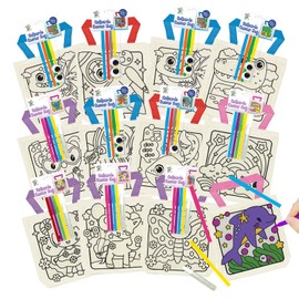 VKPI 12 Pieces Kids Coloring Goodie Bags, Reusable Canvas Bag, Cute Art Party Favors, Color Your Own Bags for DIY Painting Birthday Carnival Celebration, Party Supplies Gift, Girls and Boys