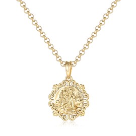 THE BLING KING Luxury Gold Plated Waterproof St Christopher Pendant with Flower Mount - 22" Chain, 6mm Width, 44g