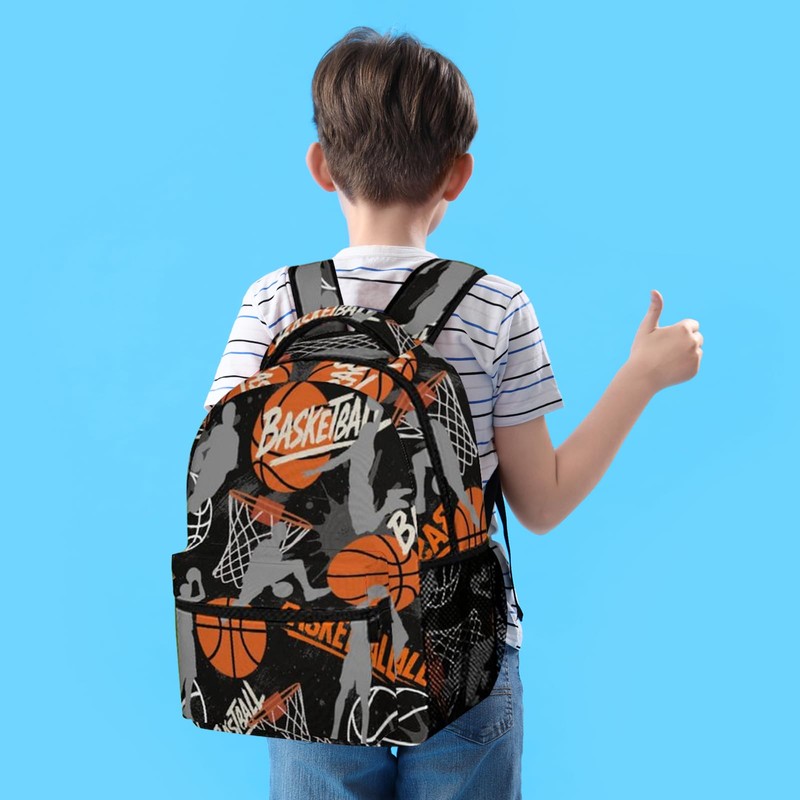 DOYULIK Basketball Theme Backpack Set for Kids,School Bookbag with Lunch