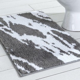 Home Beyond & HB design - Fluffy Bath Rug Mat - Super Soft Absorbent Non-Slip Washable Shaggy Microfiber Mat for Bathroom Kitchen Entryway Pets - 50x76cm, Grey