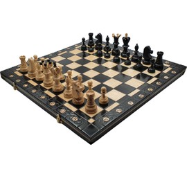 Beautiful Handcrafted Wooden Chess Set with Wooden Board and Handcrafted Chess Pieces - Gift idea Products (21" (55 cm) Black)