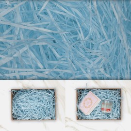 JIWINNER 8 oz (1/2 LB) Cut Paper Shred Filler for Gift Baskets, Easter Basket Grass, Light Blue Paper Filler for Gift Wrapping, Crafting Activities, Weddings, Boxes Filler, Basket Filler, Anniversaries