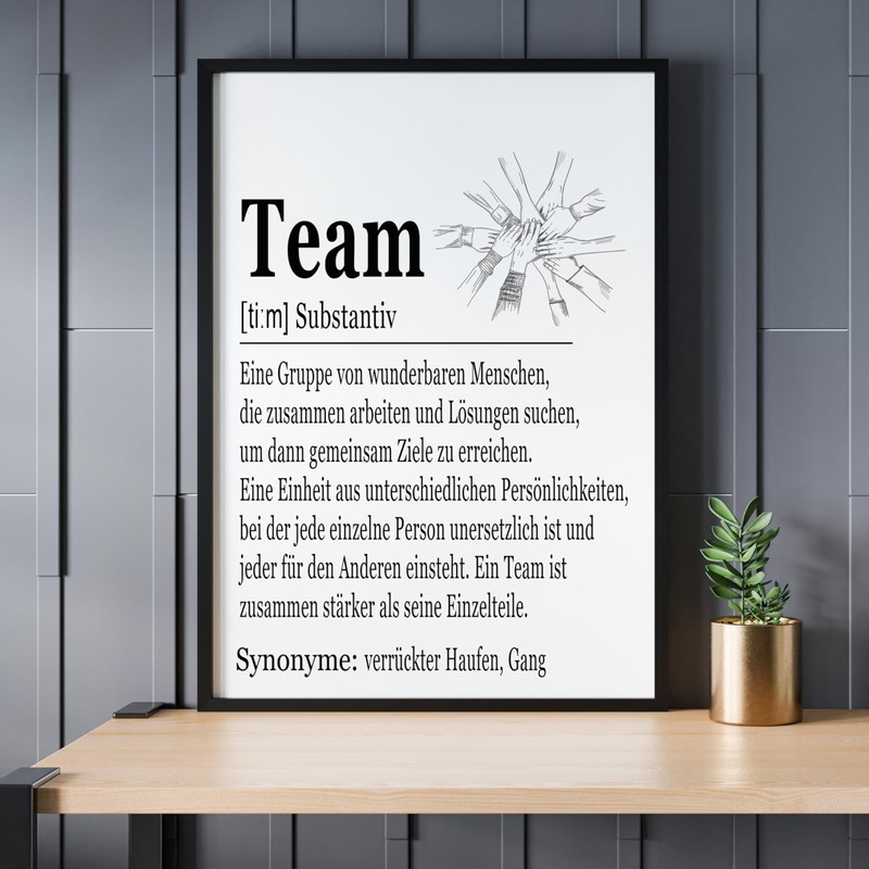 PURESIZE DIN A4 Desk Decoration or Wall Decoration with Team