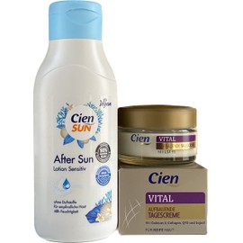 Cien 2er-Set Hautpflege: After Sun Lotion SENSITIV für empfindliche Haut 48h Feuchtigkeit ohne Duftstoffe (250 ml) + VITAL TAGESCREME für reife Haut (50 ml), 300 ml